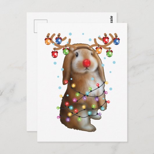 Niedliches Bunny Rabbit Funny Christmas Weihnachts Postkarte (Vorne/Hinten)