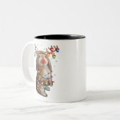 Niedliches Bunny Rabbit Funny Christmas Weihnachts Zweifarbige Tasse (Vorderseite Links)