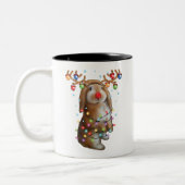 Niedliches Bunny Rabbit Funny Christmas Weihnachts Zweifarbige Tasse (Links)