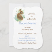 Niedliches Bunny Rabbit, Garden Animal Baby Dusche Einladung (Rückseite)
