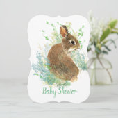 Niedliches Bunny Rabbit, Garden Animal Baby Dusche Einladung (Stehend Vorderseite)
