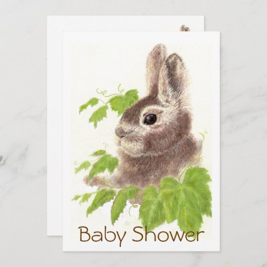 Niedliches Bunny Rabbit, Garden Animal Baby Dusche Einladung (Vorne/Hinten)