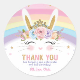 Niedliches Bunny Rabbit Geburtstag Vielen Dank Runder Aufkleber