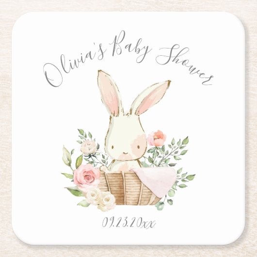 Niedliches Bunny Rabbit Girl Baby Rechteckiger Pappuntersetzer (Vorderseite)