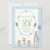 Niedliches Bunny Rabbit Green 2. Geburtstag Party Einladung (Vorderseite)