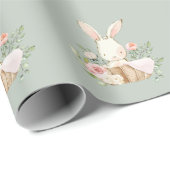 Niedliches Bunny Rabbit Green Baby Duschpapier Geschenkpapier (Rolleneckpunkt)