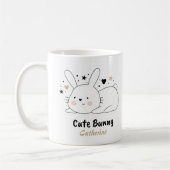 Niedliches Bunny Rabbit Herz Personalisierter Name Kaffeetasse (Links)