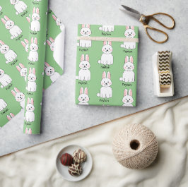 Niedliches Bunny Rabbit Hinzufügen eines Namenswra Geschenkpapier