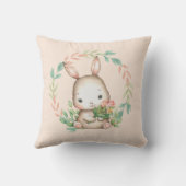 Niedliches Bunny Rabbit Leaf Wreath Baby Kinderzim Kissen (Rückseite)