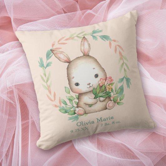 Niedliches Bunny Rabbit Leaf Wreath Baby Kinderzim Kissen