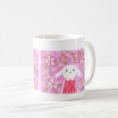 Niedliches Bunny Rabbit mit Blume Hübsches Blumenb Kaffeetasse (VorderseiteRechts)
