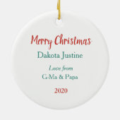 Niedliches Bunny Rabbit mit dem Weihnachtsfest des Keramik Ornament (Hinten)