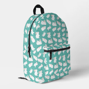 Niedliches Bunny Rabbit Pattern auf Aquamarinem Bedruckter Rucksack