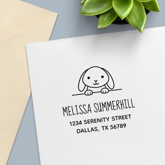 Niedliches Bunny Rabbit Peeking oben Adresse 2 Permastempel