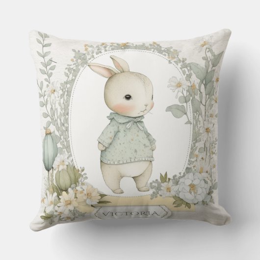 Niedliches Bunny Rabbit Personalisiert Kissen (Rückseite)