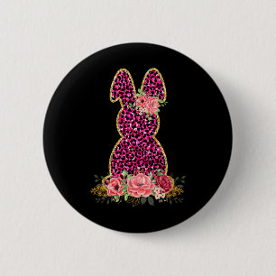 Niedliches Bunny Rabbit Pink Leopard Bunny Happy O Button
