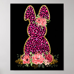 Niedliches Bunny Rabbit Pink Leopard Bunny Happy O Poster