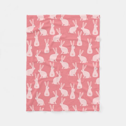 Niedliches Bunny Rabbit Pink Muster Fleecedecke (Vorderseite)