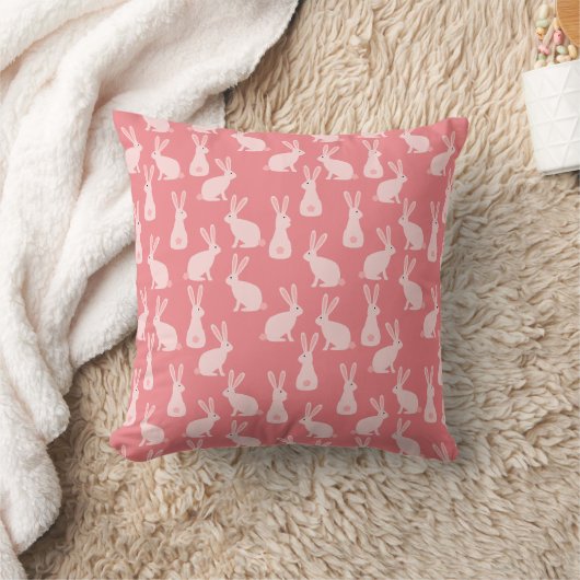 Niedliches Bunny Rabbit Pink Muster Kissen (Decke)
