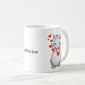 Niedliches Bunny Rabbit Umarmung mit dem Hearts In Kaffeetasse (VorderseiteRechts)
