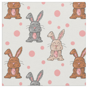 Niedliches Bunny Rabbit und rosa Dots Gewebe von d Stoff