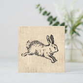 Niedliches Bunny Rabbit Vintage Illustration Scrip Karte (Stehend Vorderseite)