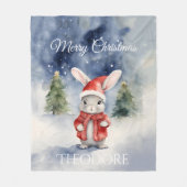 Niedliches Bunny Rabbit Weihnachten Fleecedecke (Vorderseite)