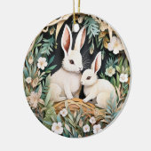 Niedliches Bunny Rabbit Weihnachten Personalisiert Keramik Ornament (Links)