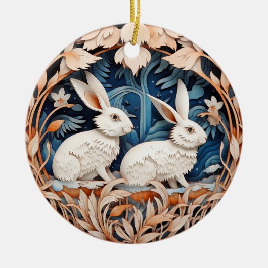 Niedliches Bunny Rabbit Weihnachten Personalisiert Keramik Ornament (Vorne)