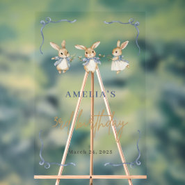 Niedliches Bunny Spring Kind 3. Geburtstag Party W Acrylschild