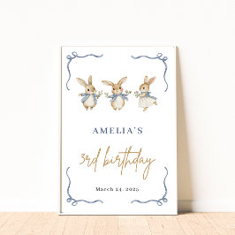 Niedliches Bunny Spring Kind 3. Geburtstag Party W Poster