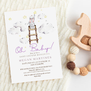 Niedliches Bunny Watercolor Elegante Girl Babydusc Einladung