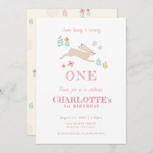 Niedliches Bunny Yellow Floral Girl zum Geburtstag