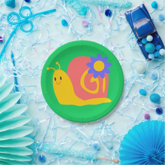 Niedliches bunter Kinderschneckendesign Pappteller (Party)