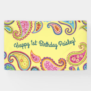 Niedliches buntes 1. Geburtstags-Party Paisleys Banner