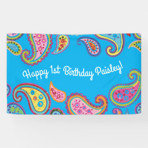 Niedliches buntes 1. Geburtstags-Party Paisleys Banner