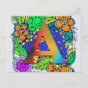 Niedliches buntes Blumenmit Monogramm Muster a Postkarte