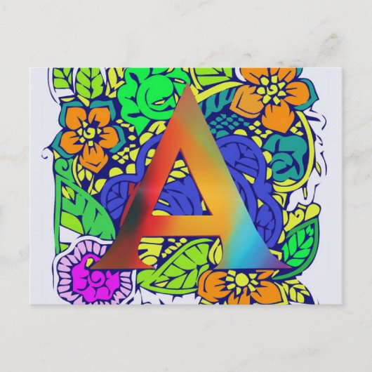 Niedliches buntes Blumenmit Monogramm Muster a Postkarte (Vorderseite)