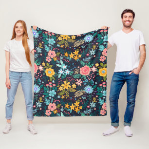 Niedliches buntes Blumenmuster Fleecedecke