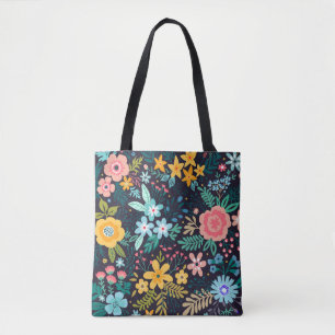 Niedliches buntes Blumenmuster Tasche