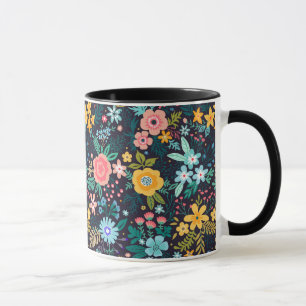Niedliches buntes Blumenmuster Tasse