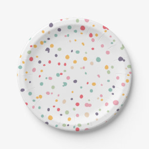 Niedliches buntes Confetti-Punkt-Muster Pappteller