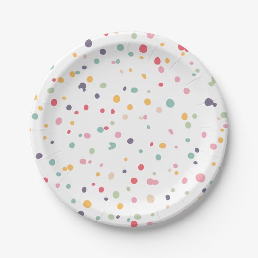 Niedliches buntes Confetti-Punkt-Muster Pappteller (Vorderseite)