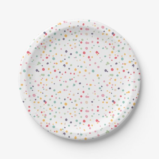 Niedliches buntes Confetti-Punkt-Muster Pappteller (Vorderseite)
