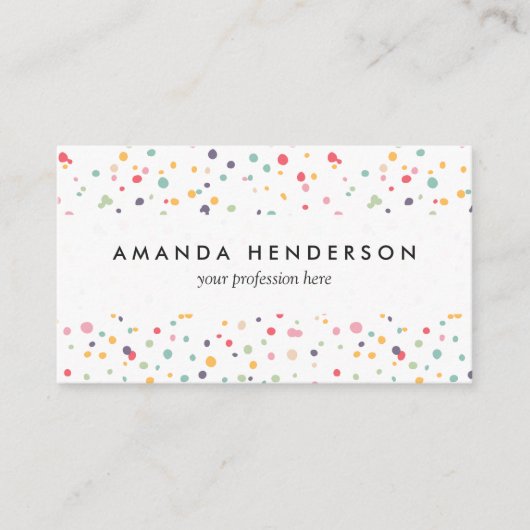 Niedliches buntes Confetti-Punkt-Muster Visitenkarte (Vorderseite)