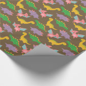 Niedliches buntes Dinosaurier-Muster für Geschenkpapier (Ecke)