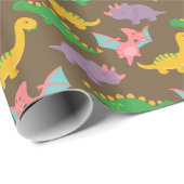 Niedliches buntes Dinosaurier-Muster für Geschenkpapier (Rolleneckpunkt)