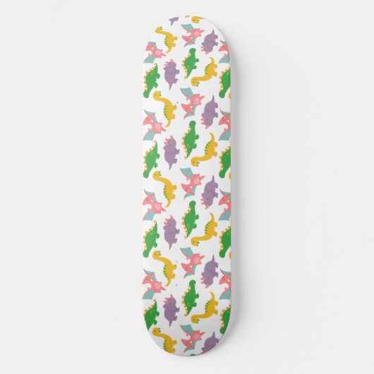 Niedliches buntes Dinosaurier-Muster für Jungen Skateboard (Vorderseite)
