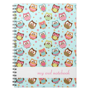 Niedliches buntes Eulen-Notizbuch (aquamarin) Notizblock