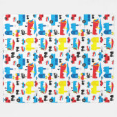 Niedliches buntes Flugzeug-, Zug-und Auto-Muster Fleecedecke (Vorderseite (Horizontal))